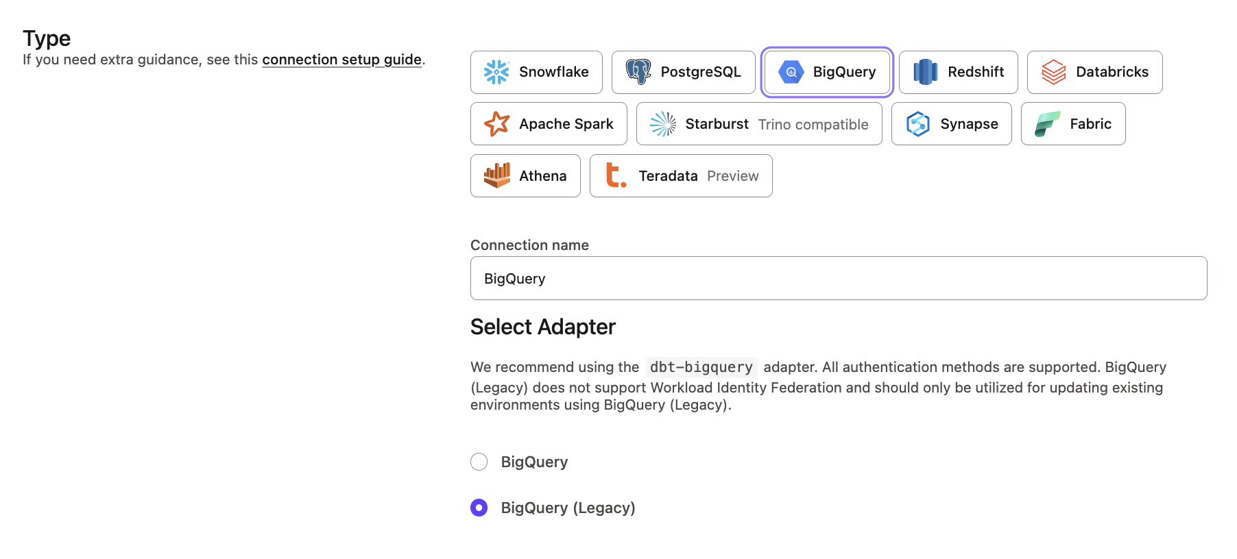 Configure BigQuery in the dbt platform